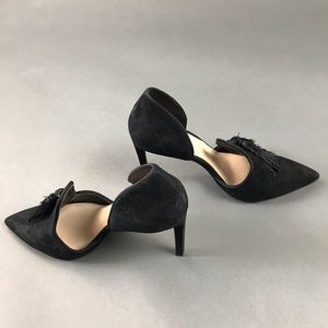 Nine West Black Tyrell Tassel D’orsay Suede Pumps